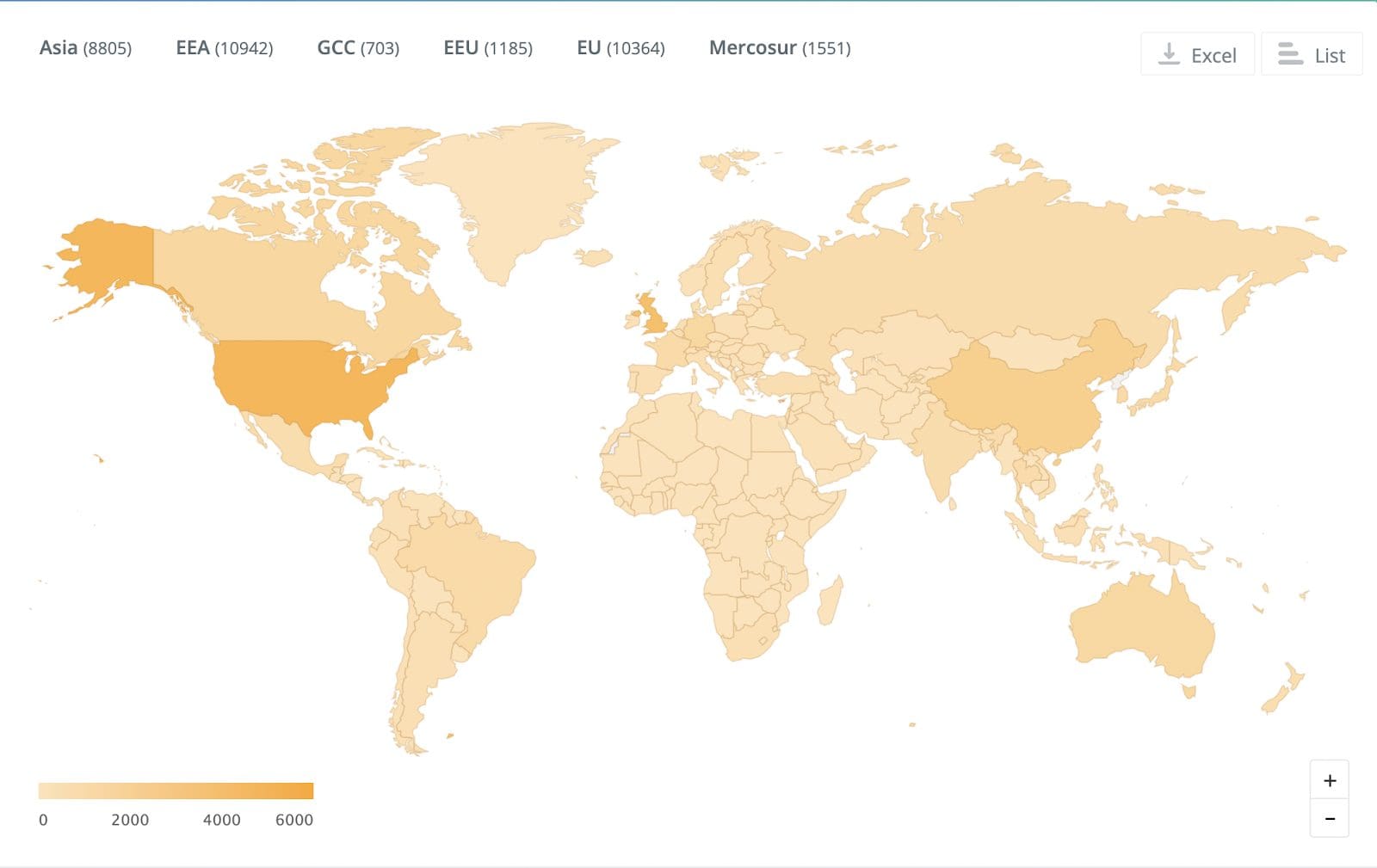 Figure 2: Global product compliance regulatory density (Source C2P) 
