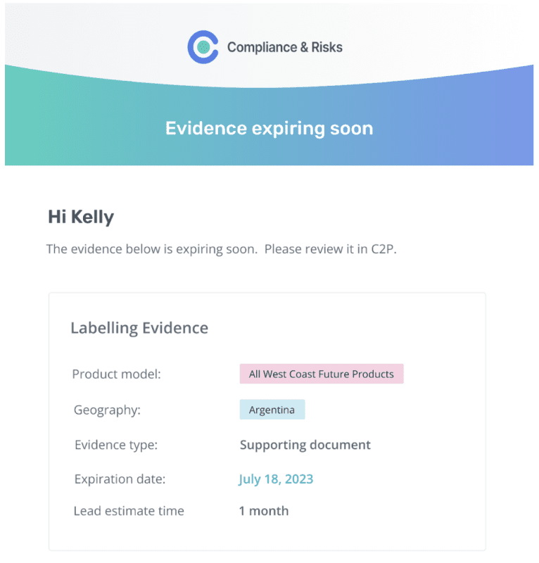 Evidence Expiry Alerts