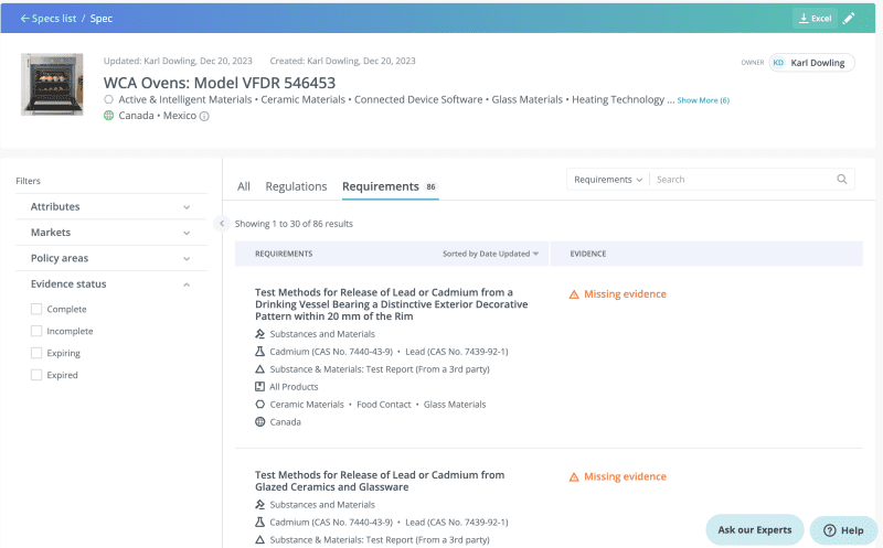 Enhancements to Product Compliance Spec & ESG Material Topic Spec