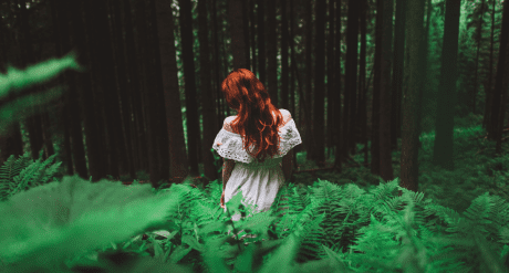 woman in dress in forest - concept for Textiles EPR